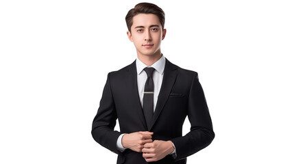 A young portrait businessman on the transparent background