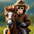 portrait of a monkey on a horse