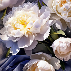 Poster - white peonies