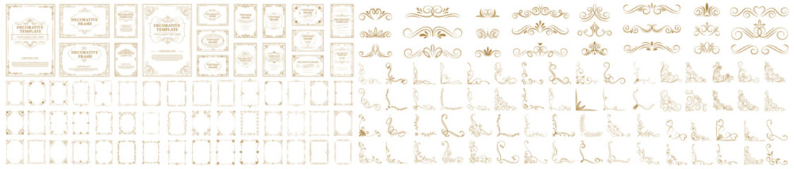 Decorative frames and borders backgrounds vintage design elements