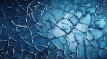 Ice Water Winter Background, Frozen Cracks Grunge Texture Dark Blue Wallpaper. Generative AI