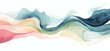 Overlapping rainbow coloured wavy watercolour brush strokes on white paper, abstract artistic background.