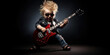 A Baby Playing An Electric Guitar. Сoncept Pets Doing Yoga, Nature Walks, Food Photography, Festive Holiday Decorations