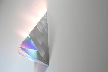 Wall Mural - Organic drop diagonal holographic flare on a white wall.  Generative AI