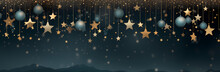 Golden Christmas Background With Golden Foil Stars Png, In The Style Of Dark Teal And Dark Sky-blue, Luminous Spheres, Dark Gray And Dark Beige