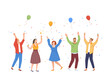 © ssstocker - Friends celebrating event. People dancing and toasting celebrates holiday party with balloons confetti, cheers congratulations, png illustration