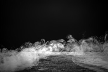 Wall Mural - White smoke in the dark on rough textured floor