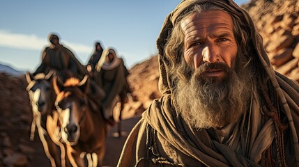 Wall Mural - Close-up of Moses, historical biblical figure.