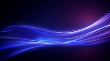 Abstract Image Of Speed Motion On The Road. Vector Glitter Light Fire Flare Trace. Dark Blue Abstract Background With Ultraviolet Neon Glow, Blurry Light Lines, Waves
