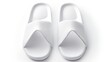 White house slipper isolated over white background. slippers from hotel, airplane are on white floor, home slippers, home footwear. Clear warm domestic sandal. Bed shoes accessory footwear(over white)