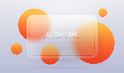Rectangular plank glass morphism style. Screensaver template transparent glass blur abstract design. Vector illustration