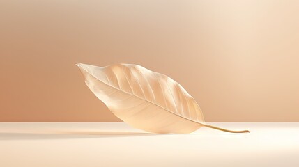 Poster - 3D background display, natural tree leaf shadow pastel beige backdrop. Nature product promotion beauty cosmetics . Nude Studio Minimal showcase 3D render advertisement.