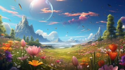 Poster - sunny day and spring space