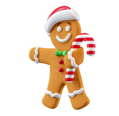 Wall Mural - Gingerbread cookie for christmas in 3d render illustration