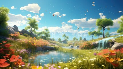 Poster - sunny day and spring space