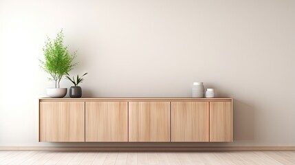 Aufkleber - Cabinet wooden design on white room interior modern style.3D rendering