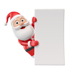 Wall Mural - Santa Claus holding sign in 3d render illustration 
