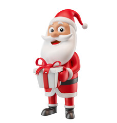 Wall Mural - santa claus holding gift in 3d render illustration