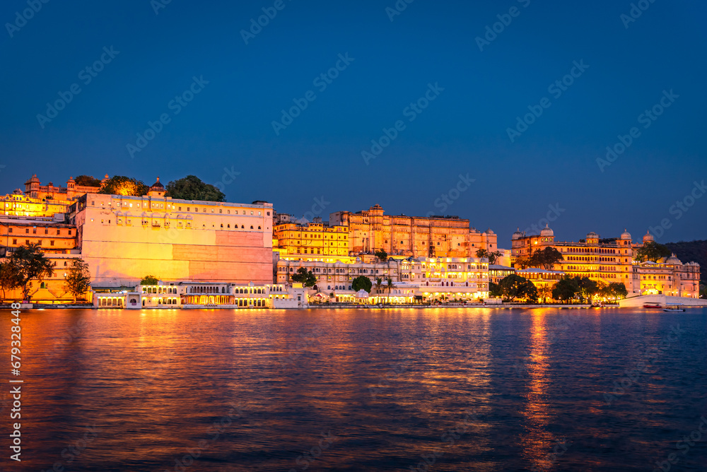 Panoramic View Of Udaipur City And Lake Pichola From Ambrai Ghat At Panoramic View Of Udaipur City And Lake Pichola From Ambrai Ghat At