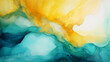 Abstract blue and yellow fragment of colorful background wallpaper mixing acrylic paint