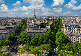Wall Mural - skyline of paris with eiffel tower in paris, france. eiffel tower is one of the most iconic landmark