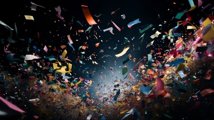 Wall Mural - Multiple party poppers going off simultaneously, filling the scene with confetti.