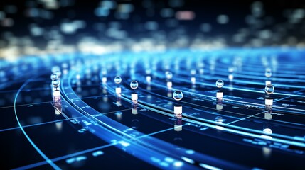 Network of Glowing Connections with Circuitry in a Digital World of Data and Technology