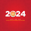 The new year 2024, Eve number 2024 with a Burger logo, Concept for Food chart, Restaurant, Shop, Calendar, Burger brand isolated background. Burger New Year concept. 3D Illustration