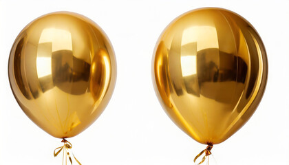 Wall Mural - gold helium balloon birthday balloon flying for party and celebrations isolated on white background generative ai