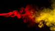 abstract red and yellow smoke overlay on black background