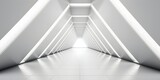 Fototapeta Przestrzenne -  Empty Long Light Corridor. Modern white background. 