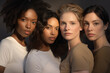 © JLabrador - Diverse Harmony: Hyperrealistic Studio Portrait of Four Beautiful Young Women