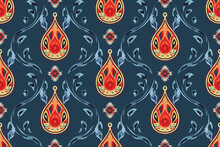 Abstract Ethnic Paisley Pattern Flower Design. Aztec Fabric Boho Mandalas Textile Wallpaper. Tribal Native Motif African American Sari Elegant Embroidery Vector Background 