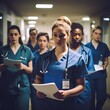 © Benjamin - shot of a group of student nurses immersed in training at college, medical colleagues
