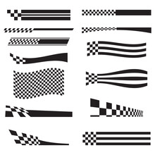 Collection Of Checkered Flag Vehicle Wrap Vinyl Stickers Various Shape