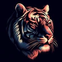 Tiger Head Illustration, Vintage T Shirts Design