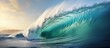 © orendesain99 - Beautiful sea waves for surfing with foam of blue and turquoise color with clear sky.