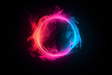 Pink And Blue Color Circle On A Dark Background. Mockup For Logo