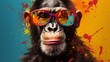 A monkey colorful splash art Vector art