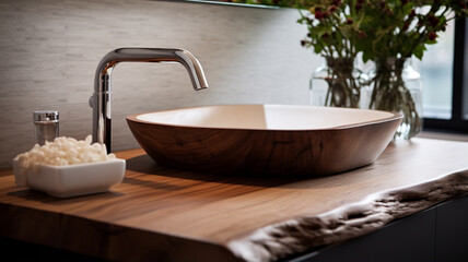 Canvas Print - modern bathroom interior with white sink