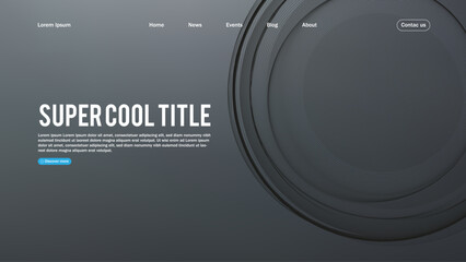 Landing page abstract design with sphere element. Template for website or app.