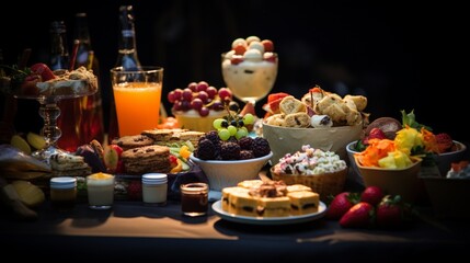 Wall Mural - A table filled with various tasty treats and drinks at a celebration.