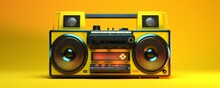 Colorful Retro Music Boombox 3d  Render Style