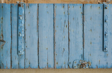 Wall Mural - Rustic painted wood boards with dry peeling grunge paint