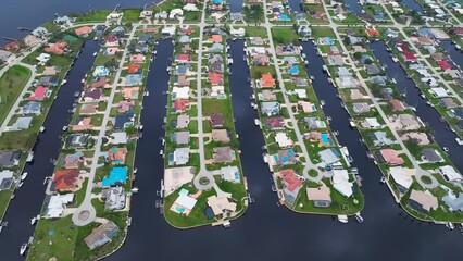 Wall Mural - Wealthy neighborhood with expensive waterfront houses in southern Florida. Development of US premium housing market
