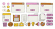 © Alena - dialog boxes old. Retro pc elements, user interface, operating system, windows, icons in trendy retro style. old computer ui elements dialog boxes vector set. Illustration 90s. Vector illustration