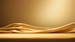 © Максим Зайков - Podium gold fabric product background 3d luxury golden stage silk cloth abstract display. Fabric gold elegant premium podium platform beauty studio pedestal scene light design stand presentation black