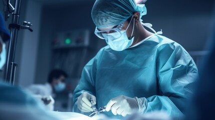 Poster - A surgeon in an operating room, AI