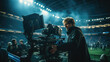 cinematographer capturing an action sequence in a stadium generative ai