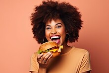 black woman eating a burger